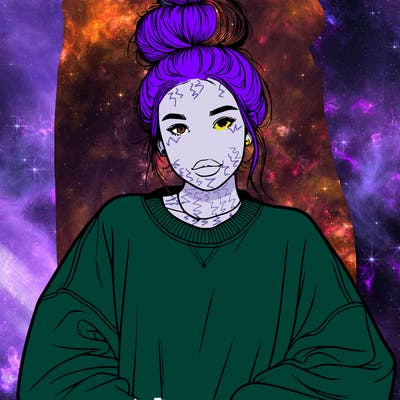 realistic girl with bun and oversize sweatshirt