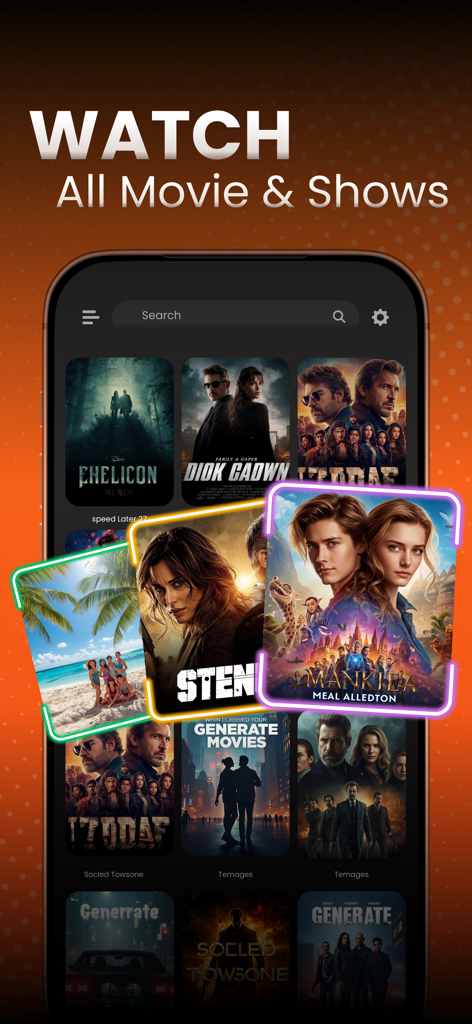 Magic TV - TV Shows And Movies - Interfaz de la aplicación Magic TV que muestra una pantalla de exploración con una variedad de pósteres de películas y series.