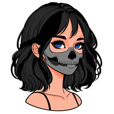 realistic girl with skull
