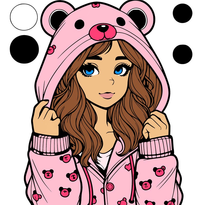 realistic girl in a animal pjs hoodie