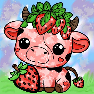 cute strawberry cow