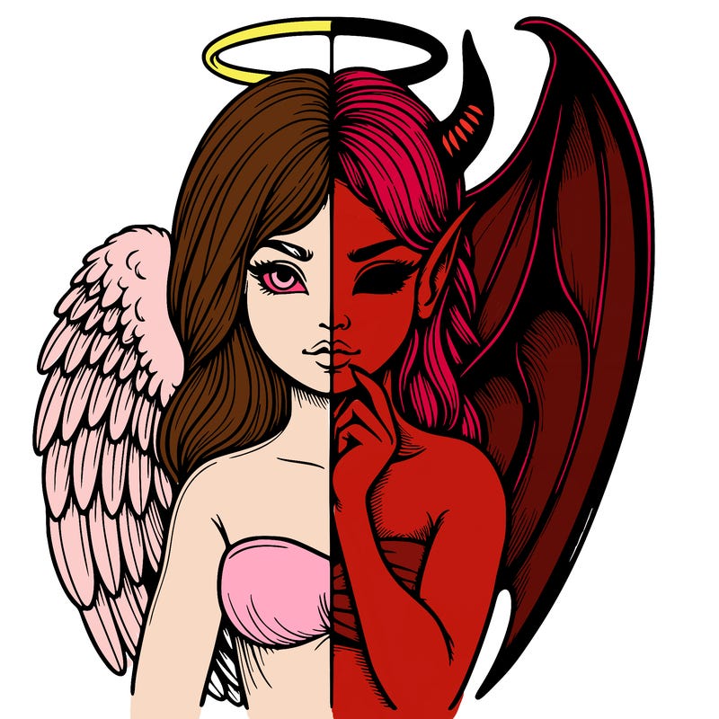 realistic angel half demon