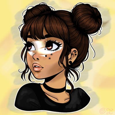 realistic girl with spacebuns
