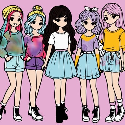 a group of five girls