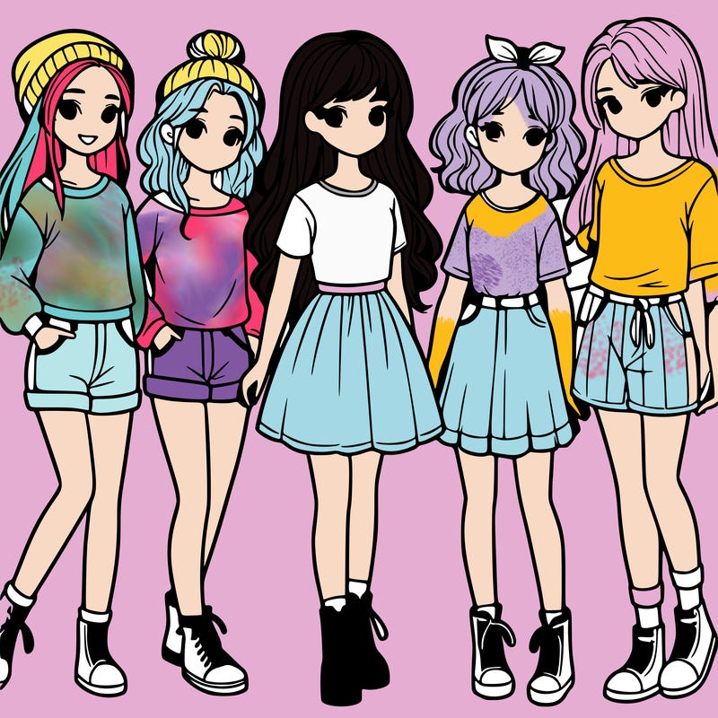 a group of five girls