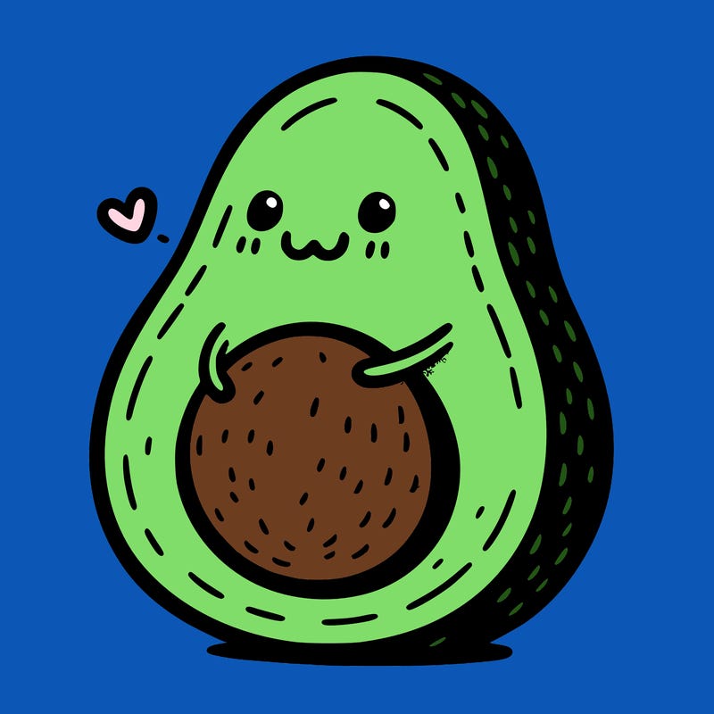 an avocado hugging an avocado
