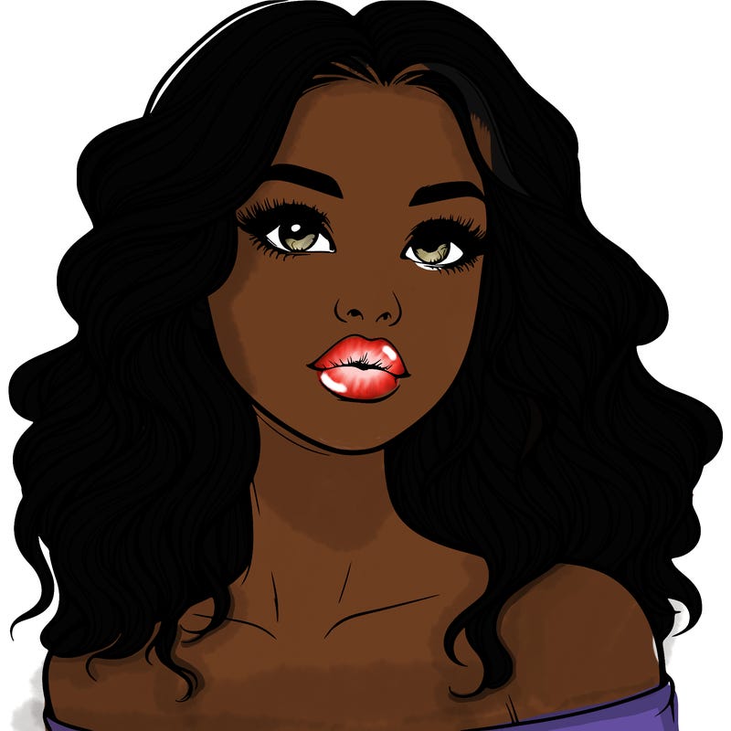 realistic girl with wavy hair and lips
