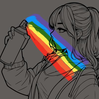 a realistic girl spray, painting