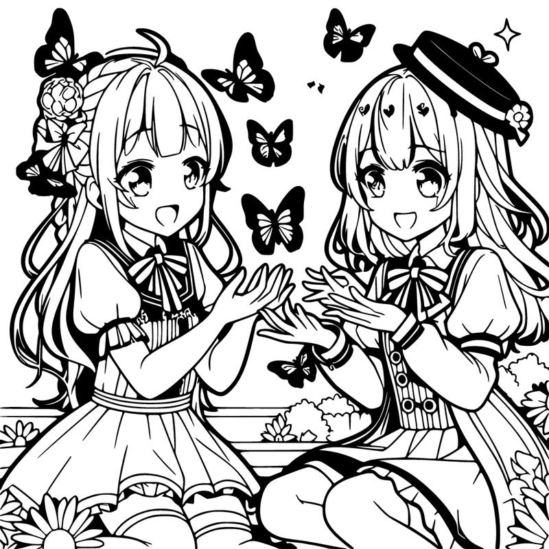 girls butterflies anime