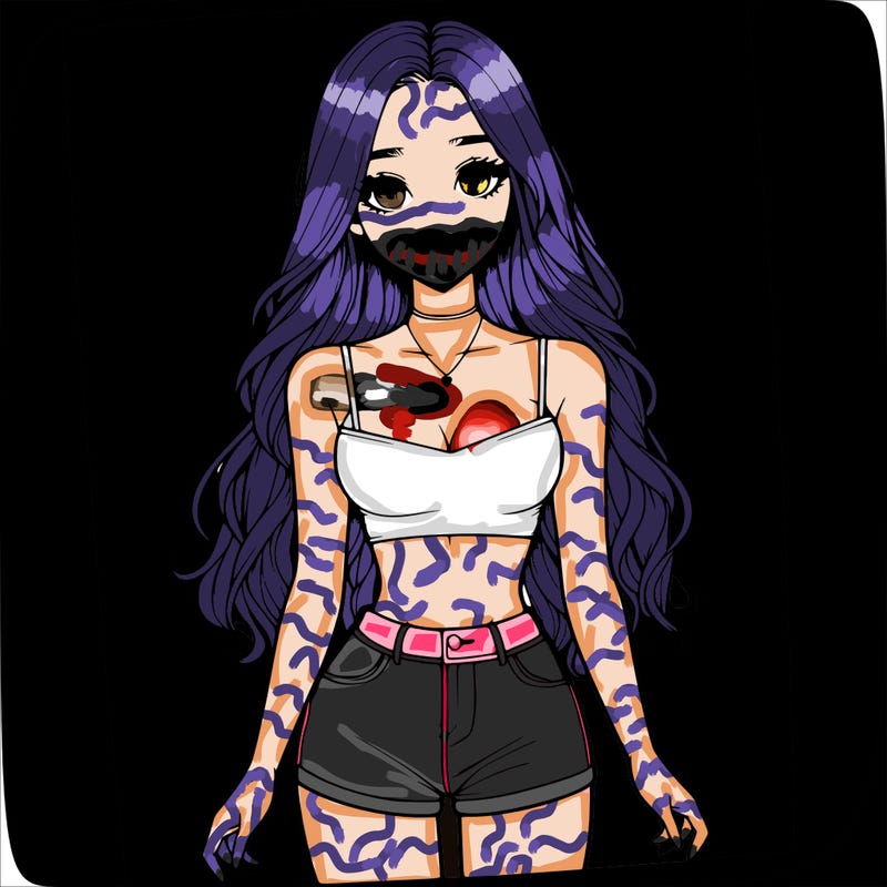 a realistic girl with long hair and in a crop top and shprts