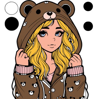 realistic girl in a animal pjs hoodie