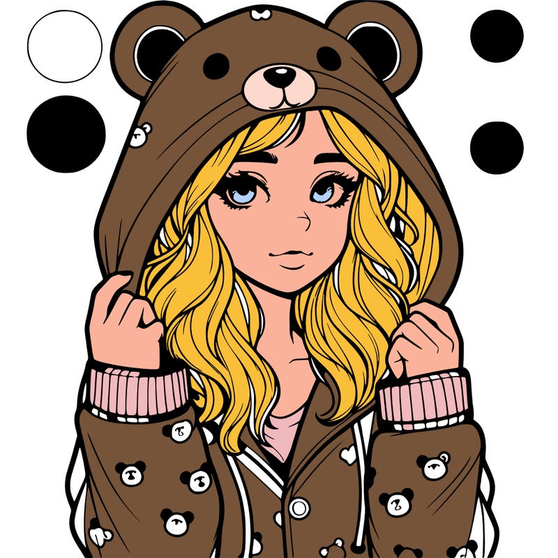realistic girl in a animal pjs hoodie