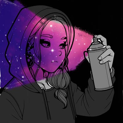 a realistic girl, spray painting