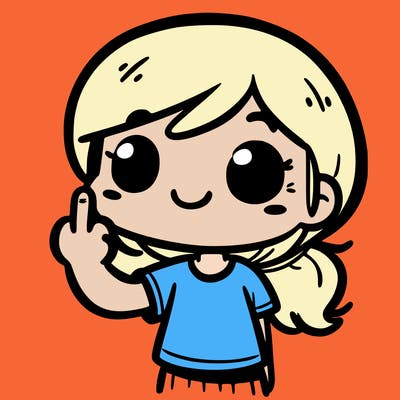 cartoon girl with middle finger up