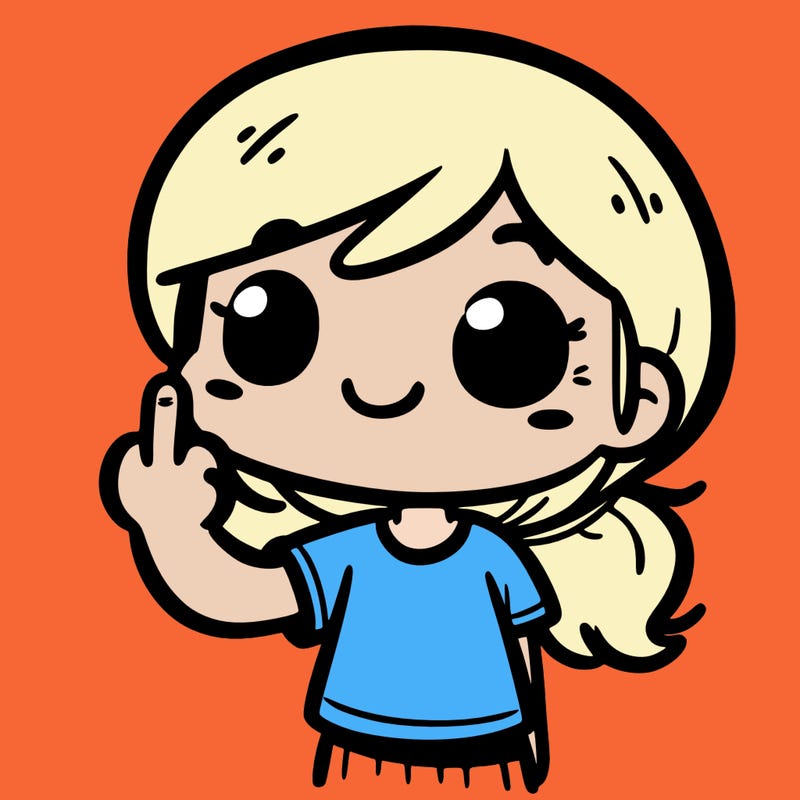 cartoon girl with middle finger up