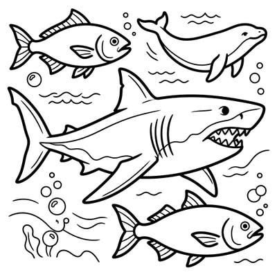 Explore the ancient oceans with this exciting Megalodon diet coloring page, specially crafted for toddlers. Featuring bold lines and simple shapes, it's perfect for little hands to practice motor skills and unleash creativity.