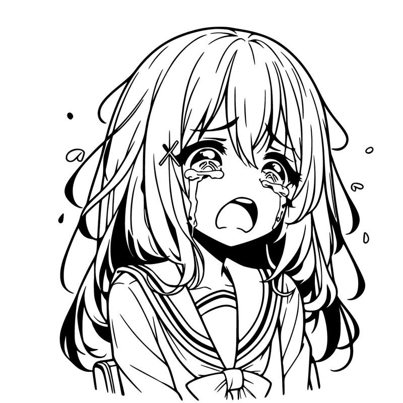 anime a girl crying
