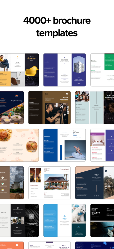 Una colección de plantillas profesionales de folletos y dípticos para empresas y eventos