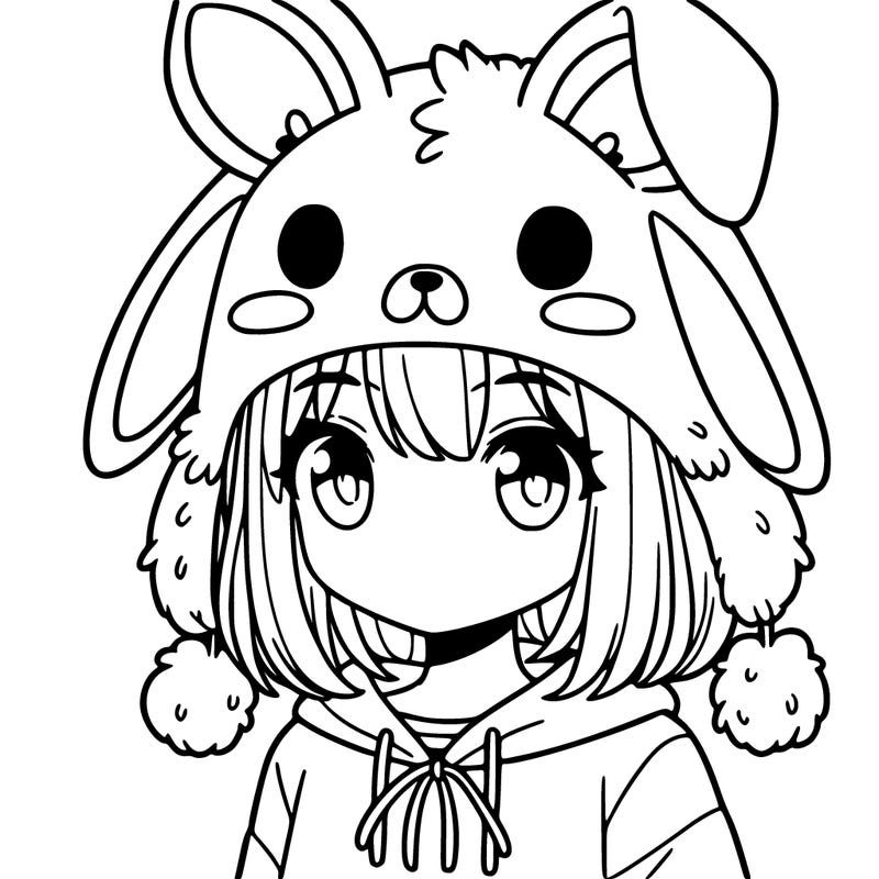 girl with bunny ear and wolf ear hat