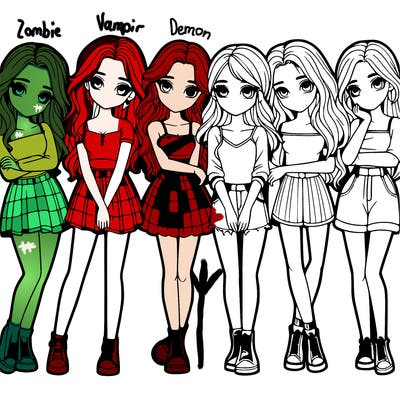 a group of girls realistic