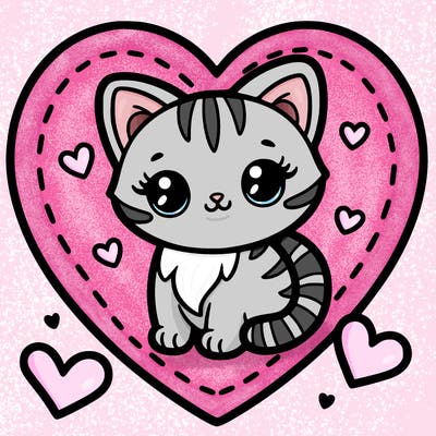 heart with a kitten