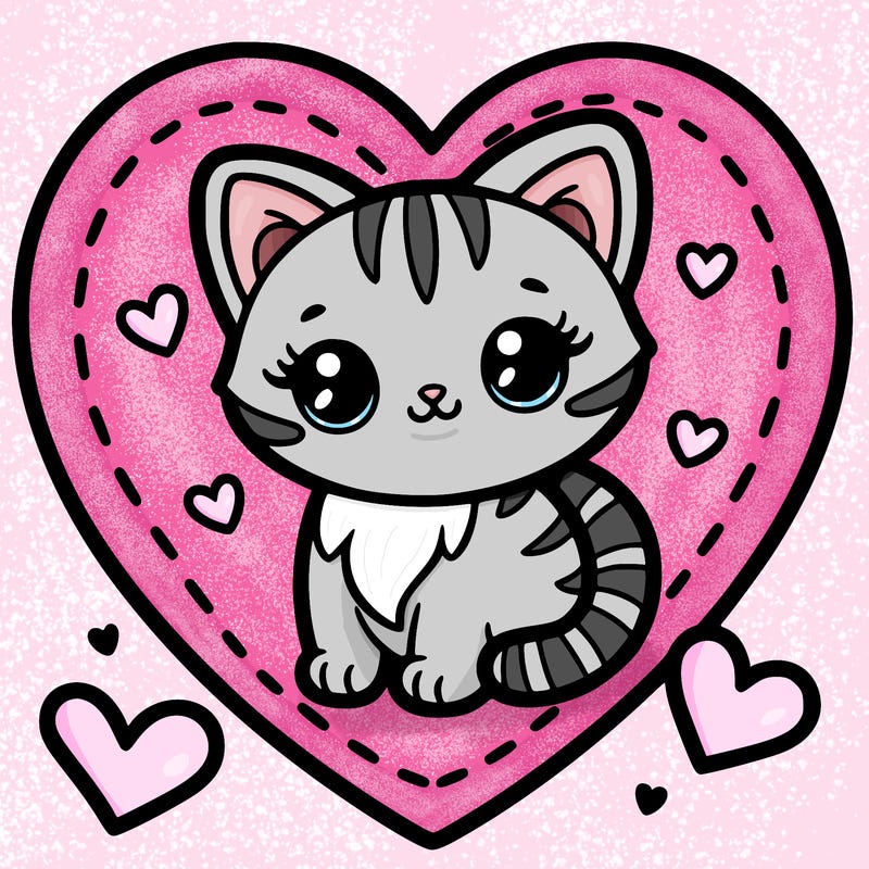 heart with a kitten