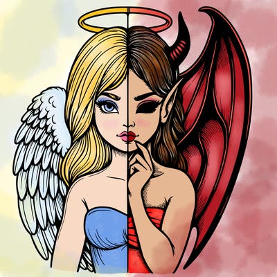 realistic angel half demon