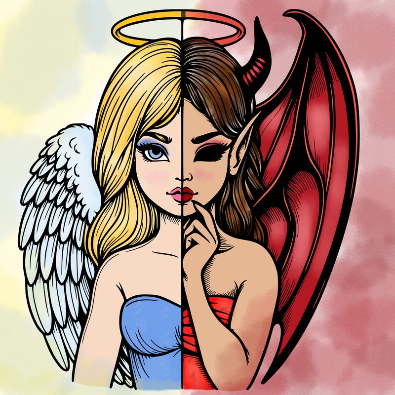 realistic angel half demon