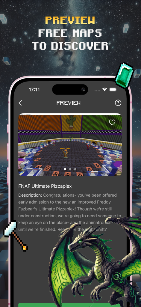 All Mods For Minecraft - Vista previa del mapa FNAF Pizzaplex en la aplicación de mods de Minecraft