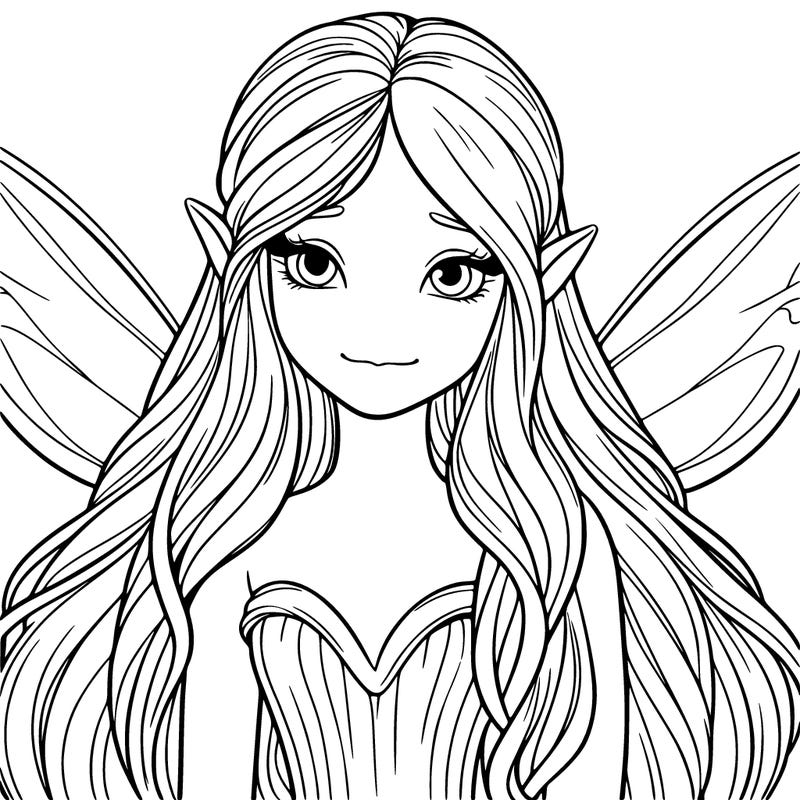 fairy with long hair pointy ears and human like