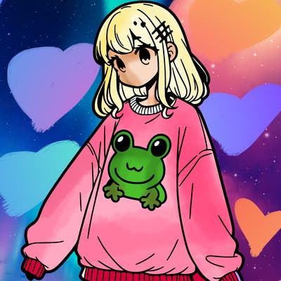 girl wearing frogging sweatshirt