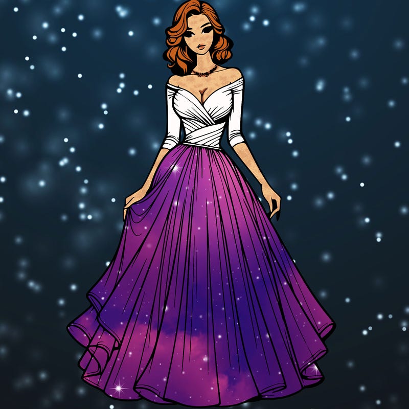 realistic woman in a beautiful dress