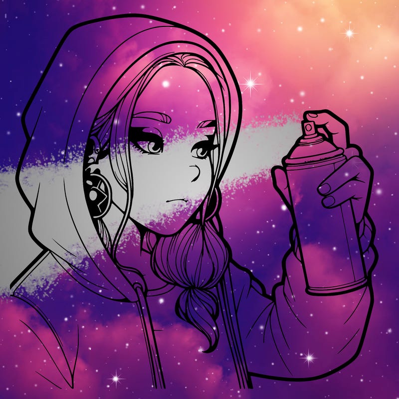 a realistic girl, spray painting