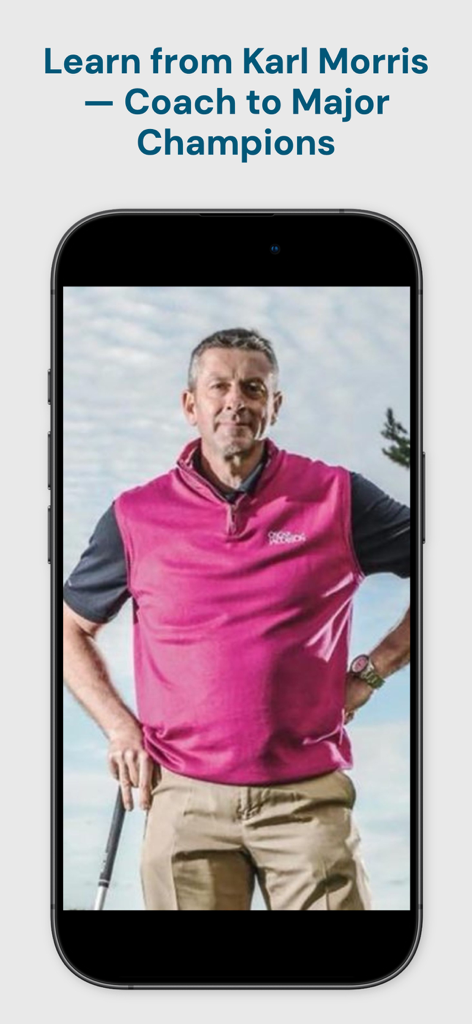 Portrait of golf mental coach Karl Morris on the Mind Caddie app screen