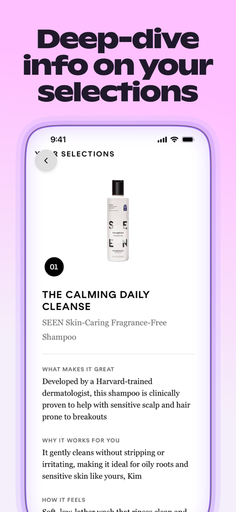 Label AI: Food & Cosmetic Scan - Mobile app screen showing a deep-dive analysis of a cosmetic product with personalized health insights.
