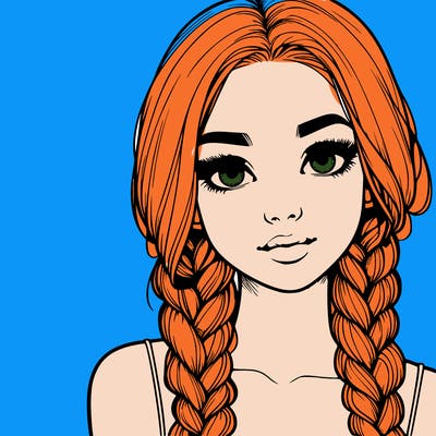 realistic girl with braids