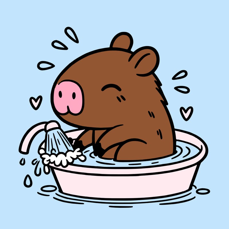 capybara taking a bath