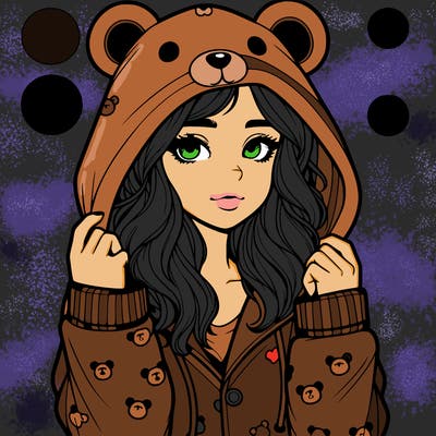 realistic girl in a animal pjs hoodie