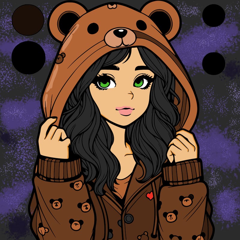 realistic girl in a animal pjs hoodie