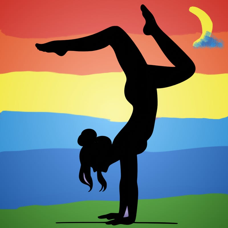 a woman doing a handstand