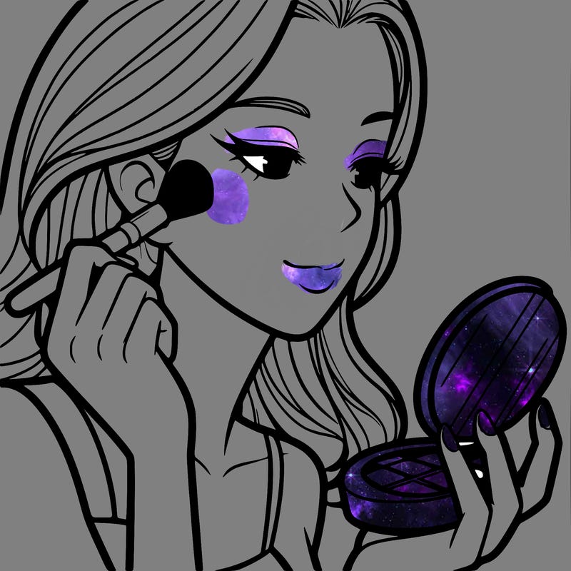 little girl putting on makeup