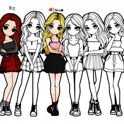 a group of girls realistic