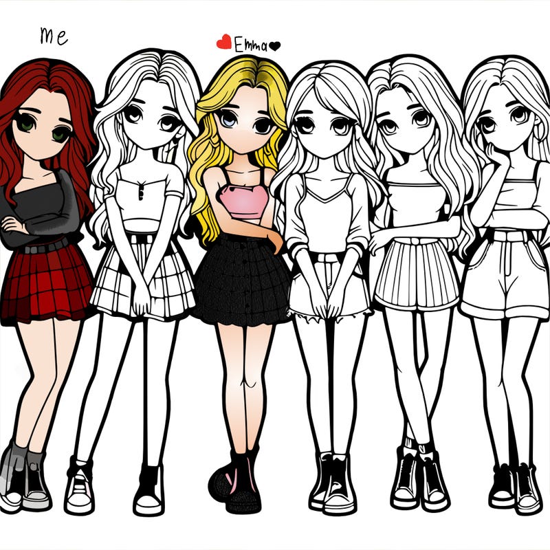 a group of girls realistic