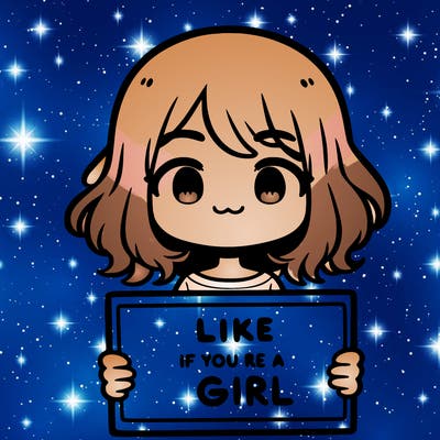 a cute girl holding a sign that says like if you’re a girl