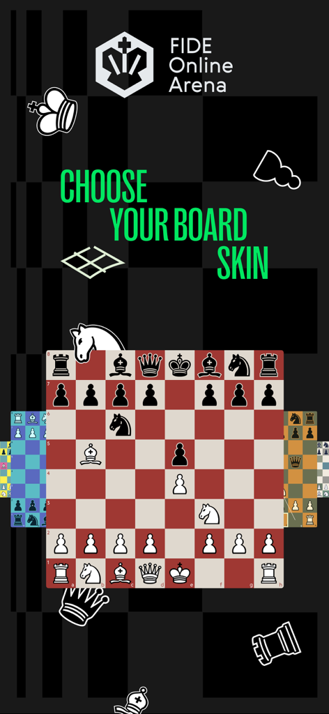 Customizable chess board skins in the World Chess mobile app