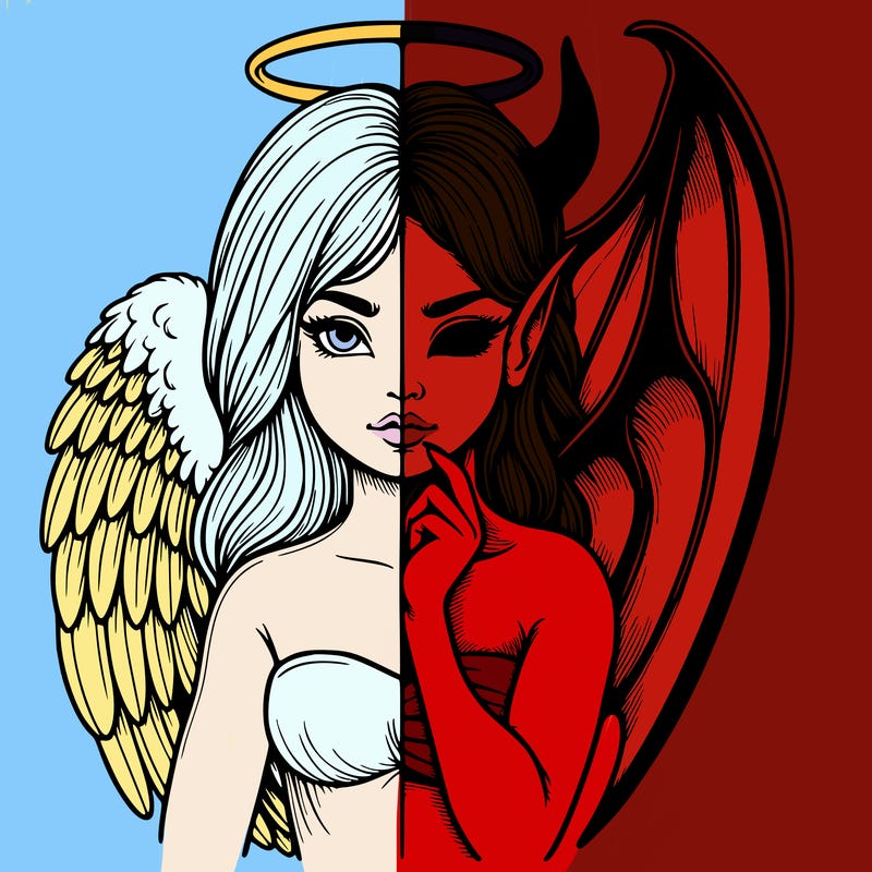 realistic angel half demon