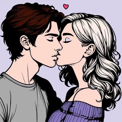 realistic couple kissing