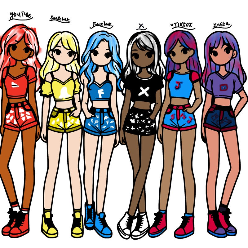 a group of girls wearing crop tops and shorts
