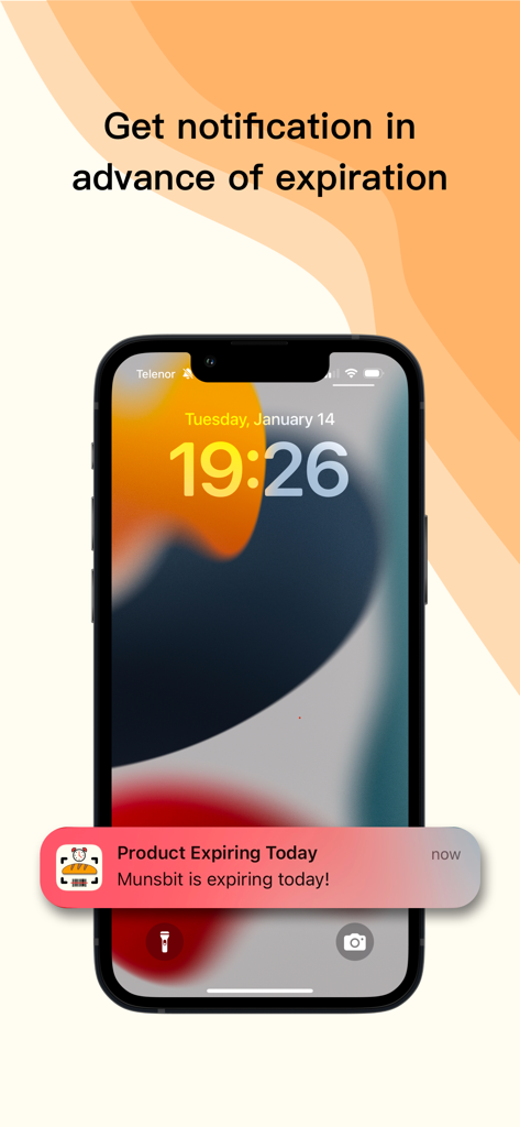 Bestfor - expiry date tracker - Bestfor app expiry date alert notification on an iPhone lock screen