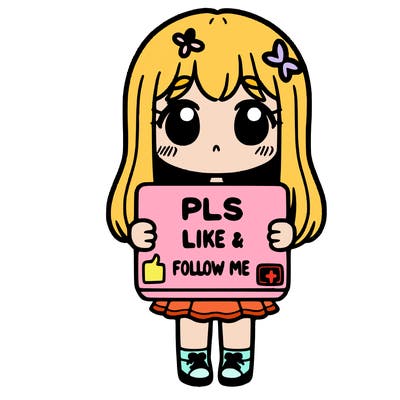 girl holding a sign that says pls like and follow me